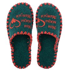 Женские фетровые тапочки зеленые 163