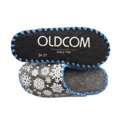 Комнатные тапочки фетровые детские серые в снежинки