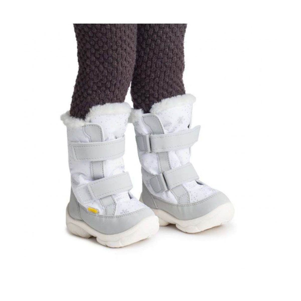 Дитячі чоботи-дутики зимові  ALASKA білі з сніжинками
