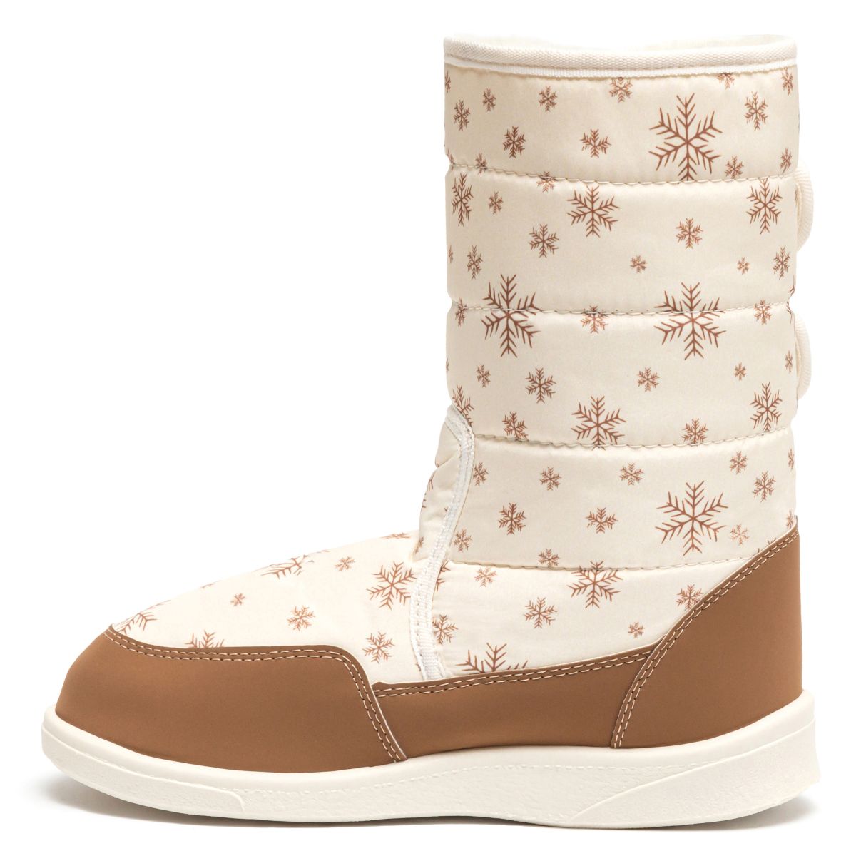 Дутики женские в снежинки Aurora айвори