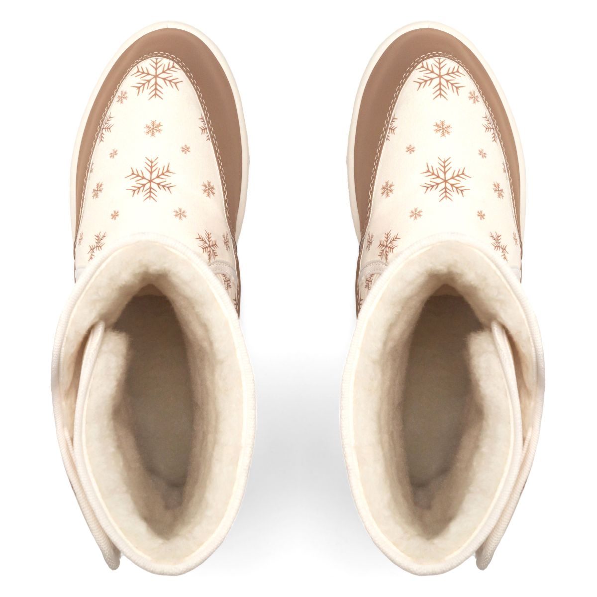 Дутики женские в снежинки Aurora айвори