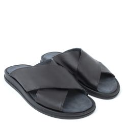 Шльопанці чоловічі з натуральної шкіри Ethan чорні