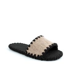 Комнатные тапочки фетровые открытые бежевые