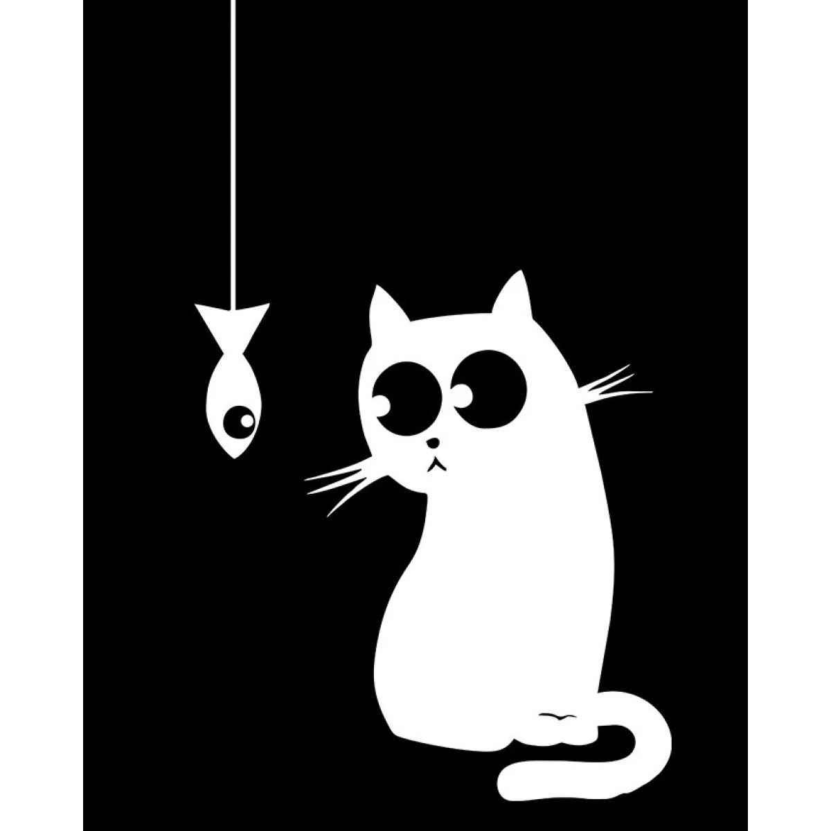 Футболка жіноча чорна з принтом Cat & Fish