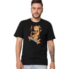 Футболка чоловіча чорна з принтом Cat Skate