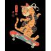 Футболка чоловіча чорна з принтом Cat Skate
