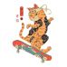 Футболка жіноча біла з принтом Cat Skate