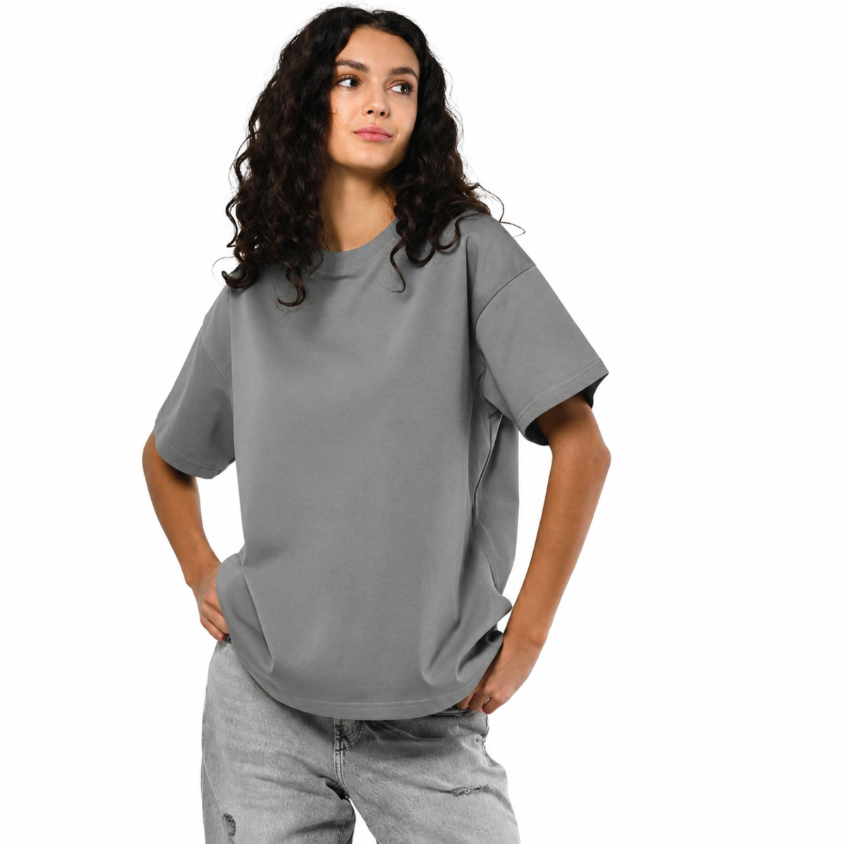 Футболка жіноча базова oversize Premium сіра