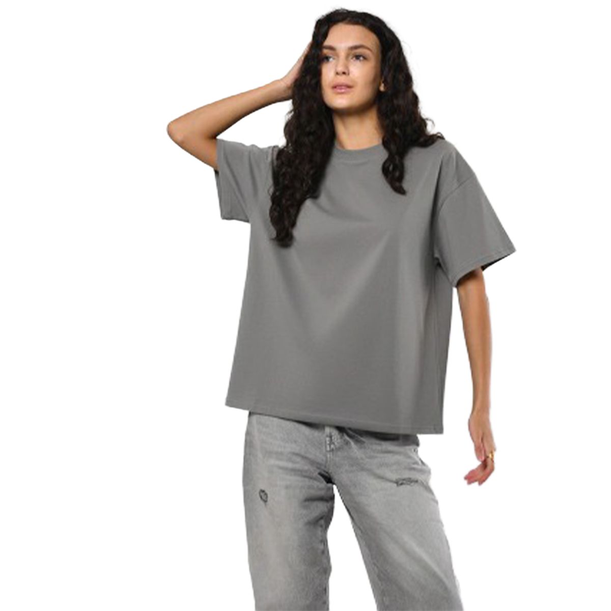 Футболка жіноча базова oversize Premium сіра