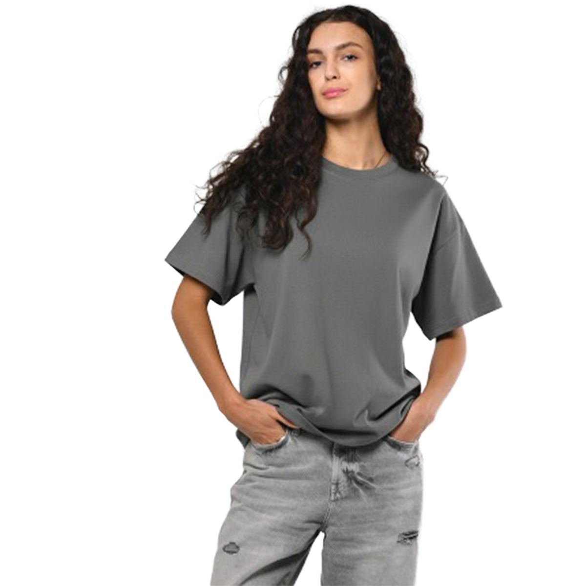 Футболка жіноча базова oversize Premium сіра