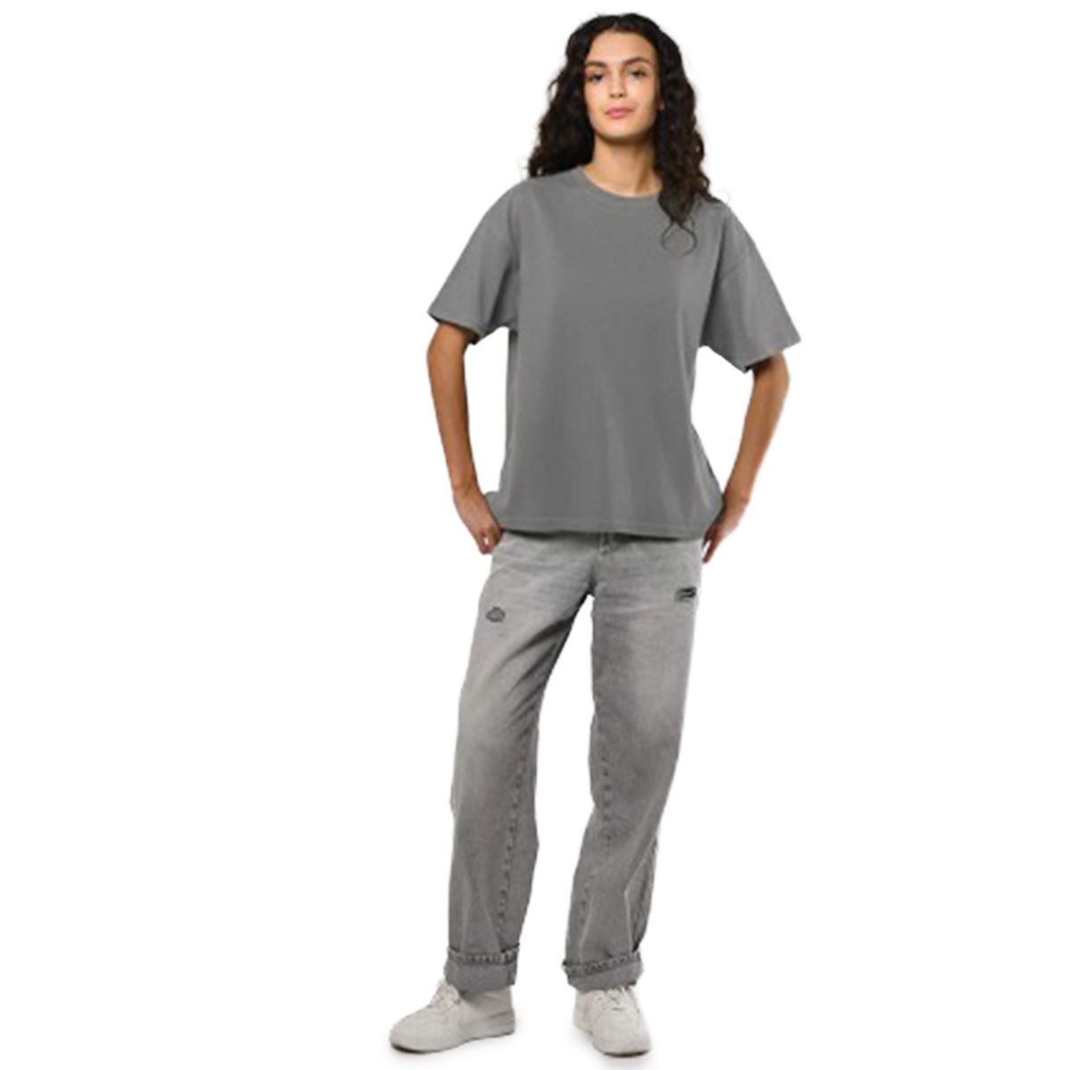 Футболка жіноча базова oversize Premium сіра