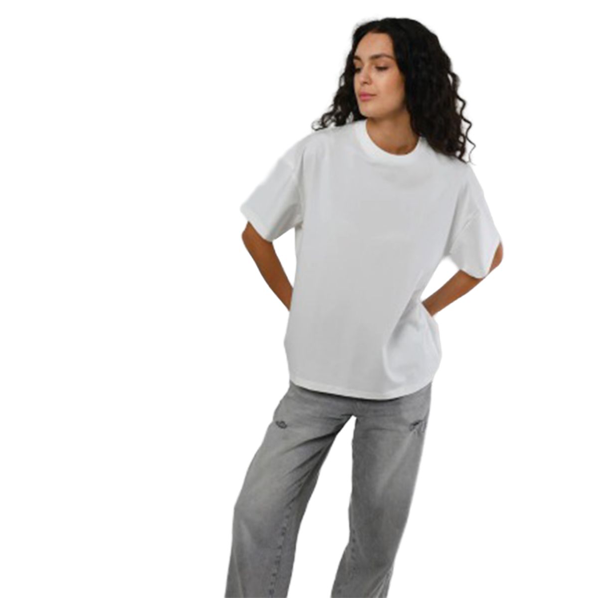 Футболка жіноча базова oversize Premium молочна