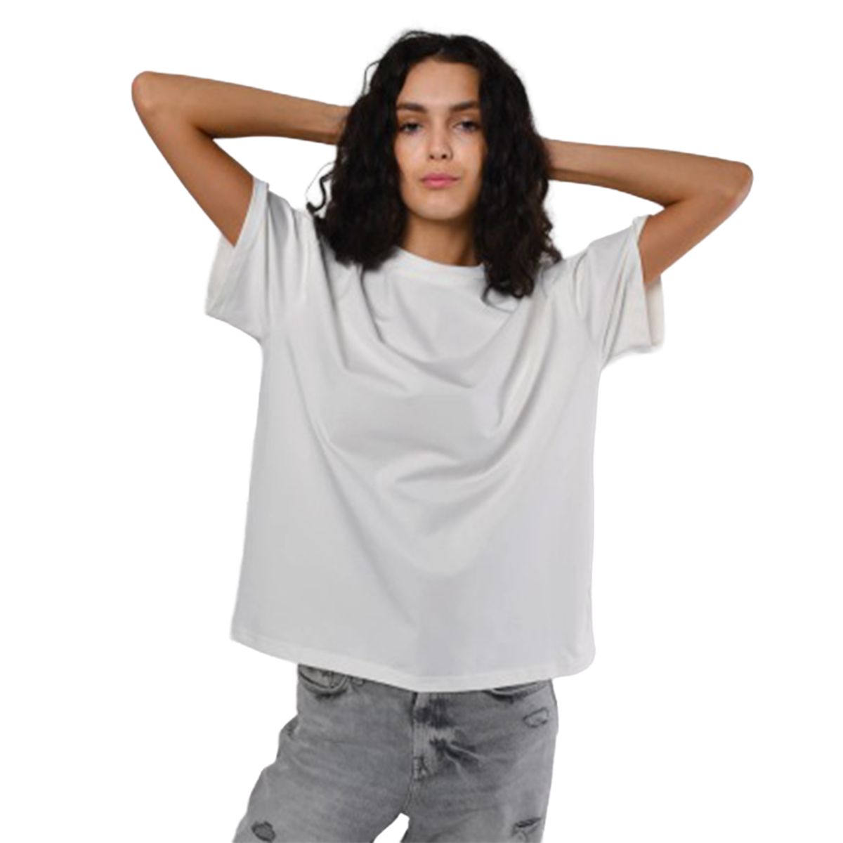 Футболка жіноча базова oversize Premium молочна