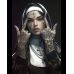 Футболка жіноча чорна з принтом Tattooed Saint