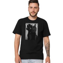 Футболка чоловіча чорна з принтом Vogue Kitty