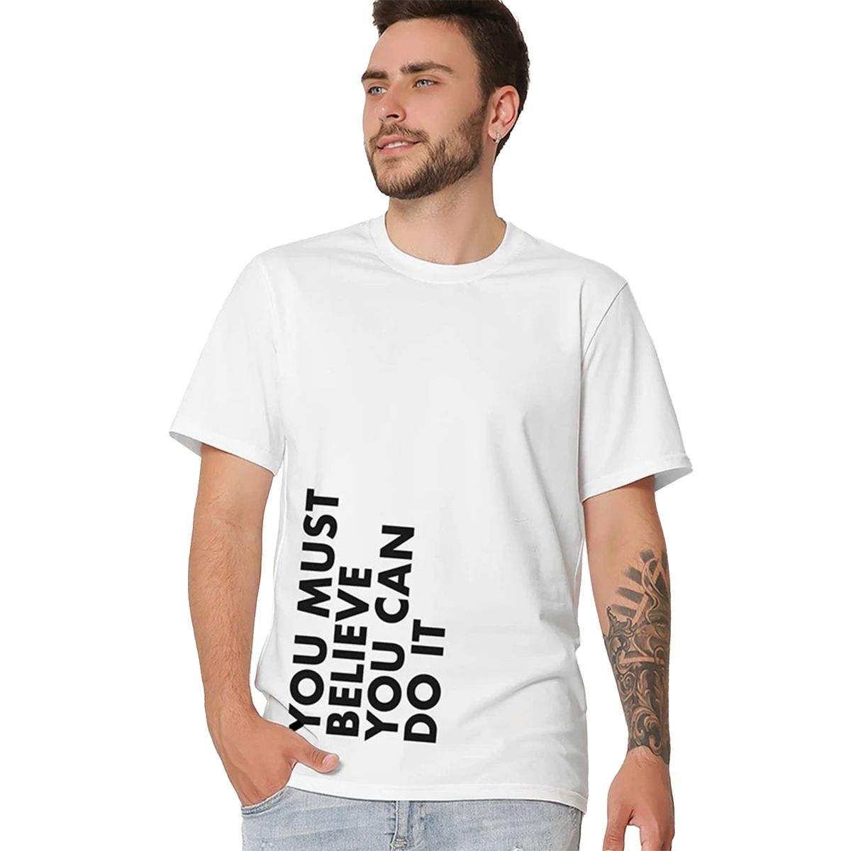 Футболка чоловіча біла з принтом You Can Do It