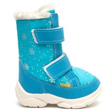Дитячі чоботи-дутики зимові ALASKA бірюзові з сніжинками