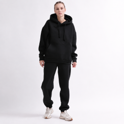 Затишний чорний спортивний костюм в стилі oversize 55862