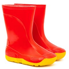 Гумові чоботи дитячі ПВХ Vivid червоні на жовтій підошві