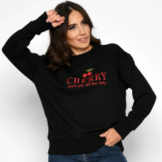 Жіночий чорний світшот з вишивкою Cherry 52345 SV-6906-8