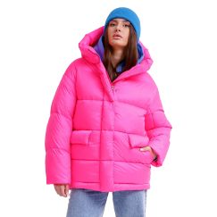 Зимова куртка жіноча oversize рожева 60187