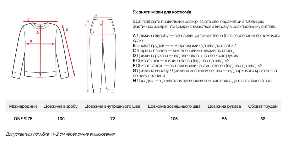 Таблиця розмірів